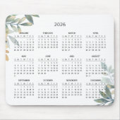 Simple Elegant Botanical 2026 Calendar | Mousepad マウスパッド (正面)