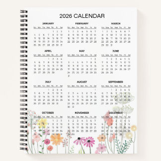 Simple Elegant Botanical 2026 Calendar |  Notebook ノートブック