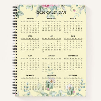 Simple Elegant Botanical 2026 Calendar |  Notebook ノートブック