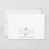 Simple Elegant Botanical Monogram Rustic Couple ノートカード (正面)