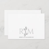 Simple Elegant Botanical Monogram Rustic Couple ノートカード (正面/裏面)