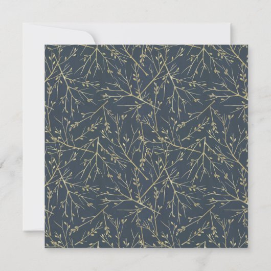 Simple Elegant Botanical Square Wedding Invitation 招待状 (裏面)