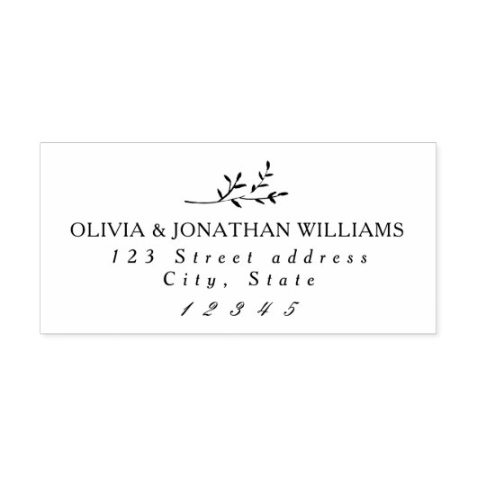 Simple Elegant Botanical Wedding Return Address ラバースタンプ (インプリント)