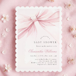 Simple Elegant Bow Baby Shower Invitation 招待状