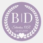 Simple Elegant Bride and Groom Monogram ラウンドシール (正面)