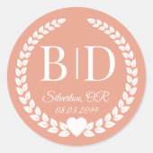 Simple Elegant Bride and Groom Monogram ラウンドシール (正面)