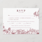 Simple Elegant Burgundy Garden Wedding RSVP エンクロージャーカード (正面)