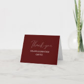 Simple Elegant Burgundy Modern Wedding Thank you  サンキューカード (正面)
