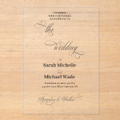 Simple Elegant Calligraphy Script Wedding アクリル招待状 (正面)