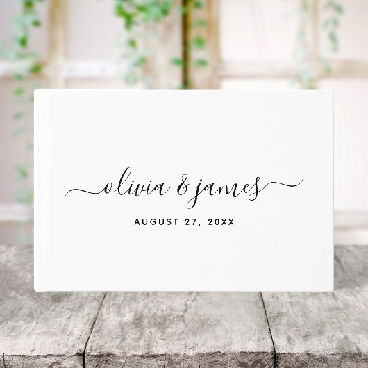 Simple Elegant Calligraphy Script Wedding ゲストブック