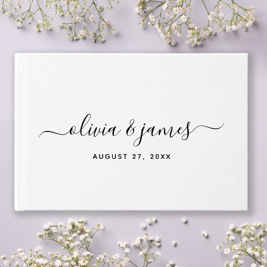 Simple Elegant Calligraphy Script Wedding ゲストブック