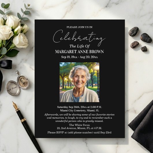 Simple Elegant Celebration Of Life Photo  ポストカード