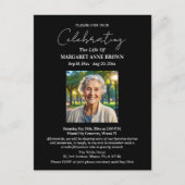 Simple Elegant Celebration Of Life Photo  ポストカード (正面)