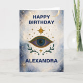 Simple Elegant Celestial Custom Birthday Card カード (正面)