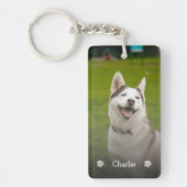 Simple Elegant Chic Double Pet Photo Keychain  キーホルダー (正面)