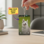 Simple Elegant Chic Double Pet Photo Keychain  キーホルダー