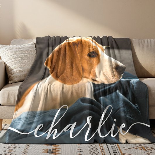 Simple Elegant Chic Pet Photo Fleece Blanket フリースブランケット