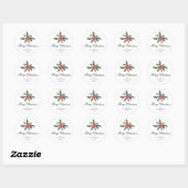 Simple Elegant Christmas Botanical Round Sticker ラウンドシール (シート)
