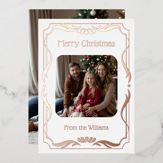 Simple Elegant Christmas Cards Template Holiday  箔シーズンカード (正面/裏面)