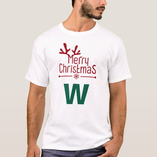 Simple Elegant Christmas Family Monogrammed Name Tシャツ (正面)