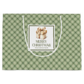 Simple Elegant Christmas Gift Bag Beige and Ivory ラージペーパーバッグ (正面)