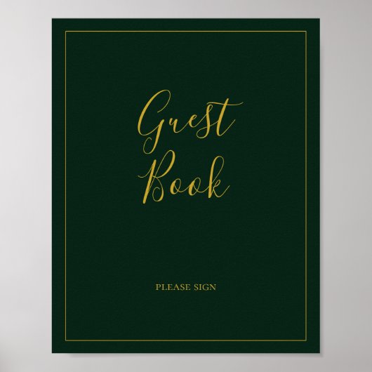 Simple Elegant Christmas | Green Guest Book Sign ポスター (正面)