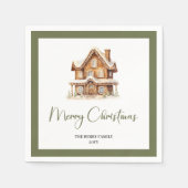 Simple Elegant Christmas House Custom Name Napkins スタンダードカクテルナプキン (正面)