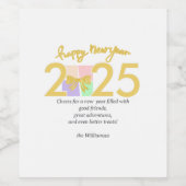 Simple Elegant Christmas New Year Gift Box Bow ワインラベル (シングルラベル)