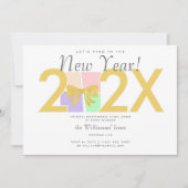 Simple Elegant Christmas New Year Gift Box Bow 招待状 (正面)