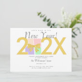 Simple Elegant Christmas New Year Gift Box Bow 招待状 (スタンド正面)