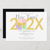 Simple Elegant Christmas New Year Gift Box Bow 招待状 (正面/裏面)