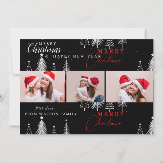 Simple Elegant Christmas Pin Tree Photo Card シーズンカード (正面)