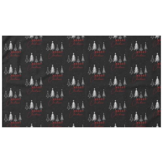 Simple Elegant Christmas Pine Tree | Black テーブルクロス (正面(横))