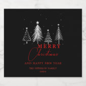 Simple Elegant Christmas Pine Tree | Black リキュールボトルラベル (シングルラベル)