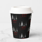 Simple Elegant Christmas Pine Tree | Black 紙コップ (裏面)