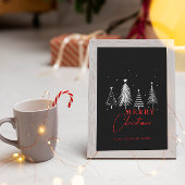 Simple Elegant Christmas Pine Tree Black Mini  ノートカード