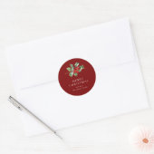 Simple Elegant Christmas Watercolor Botanical Clas ラウンドシール (封筒)