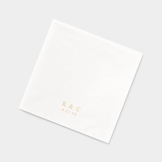 Simple Elegant Classy Modern Wedding Gold 箔ナプキン (左)