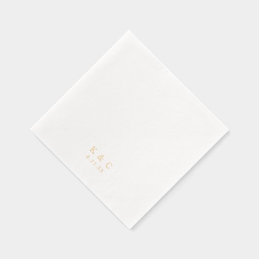 Simple Elegant Classy Modern Wedding Gold 箔ナプキン (右)