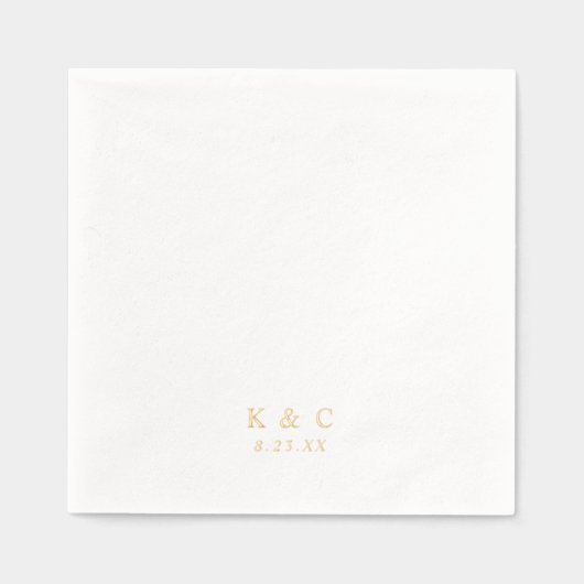 Simple Elegant Classy Modern Wedding Gold 箔ナプキン (正面)