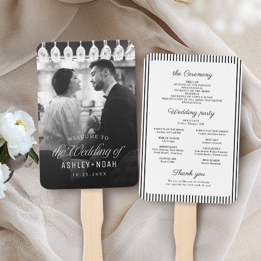 Simple Elegant Classy Script Photo Wedding Program ハンドファン