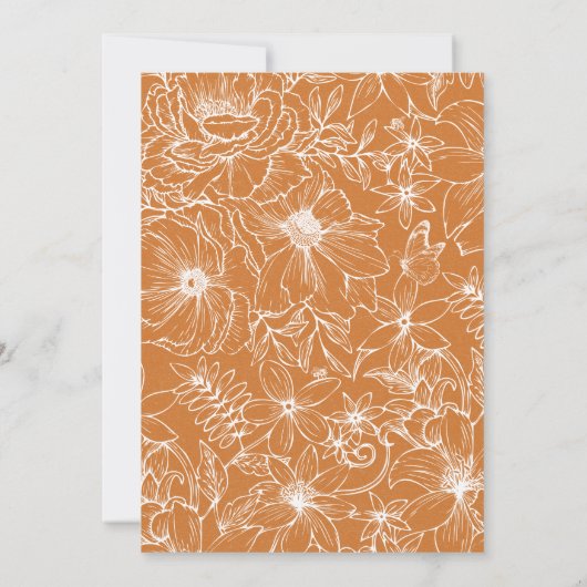 Simple Elegant Copper Floral Garden Wedding 招待状 (裏面)