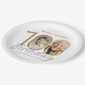 Simple Elegant Custom Photo 100th Birthday  ペーパープレート (アングル)