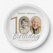 Simple Elegant Custom Photo 100th Birthday  ペーパープレート (正面)