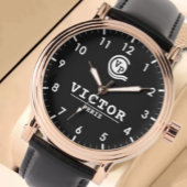 Simple elegant  customizable Monogram  Black 腕時計