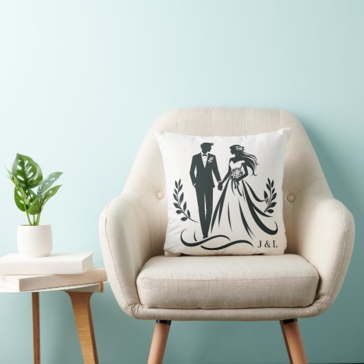 Simple Elegant Customizable Monogram Wedding Gift クッション (椅子)