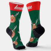 Simple Elegant Cute Reindeer Christmas Family ソックス (傾斜あり)