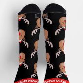 Simple Elegant Cute Reindeer Christmas Family ソックス (上部)