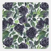 Simple elegant dark roses print スクエアシール (正面)
