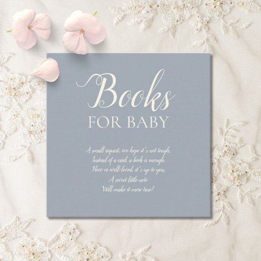 Simple Elegant Dusty Blue Books for Baby エンクロージャーカード